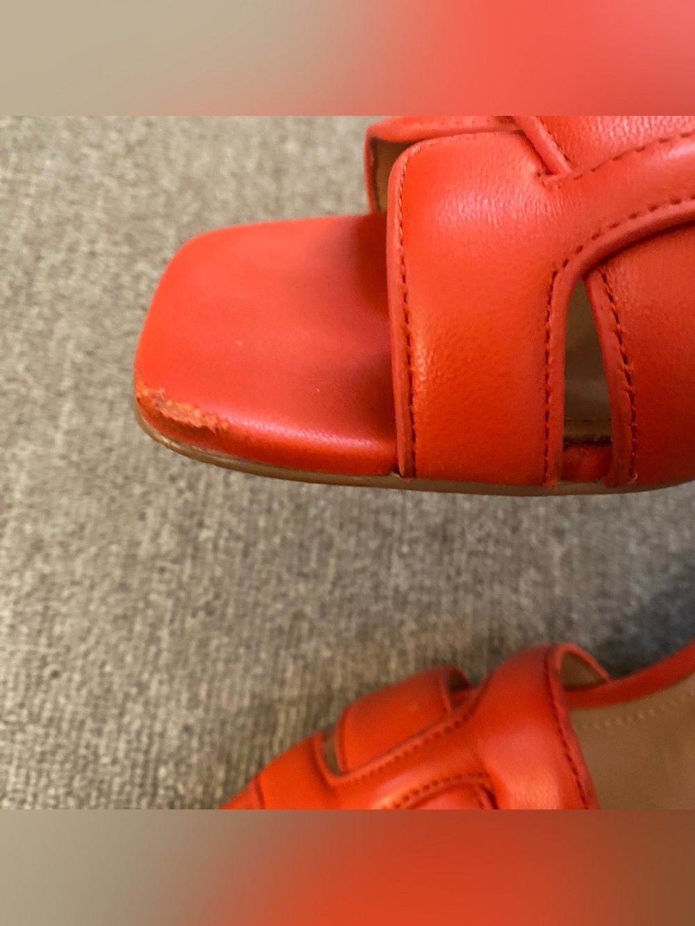 Bibi Lou Holly Flats Leather Open Toe Sandals Burnt Orange Red Slide 7 EU 37 - Picture 12 of 16